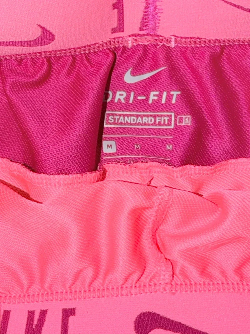 Girls Youth Medium Nike Bright Pink Bike Shorts with Magenta Branded Waistband